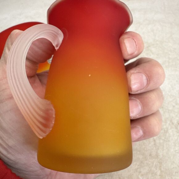Pilgrim Pitcher / Creamer Set Peachblow Satin Glass Hand Blown Mid-Century - Picture 12 of 12